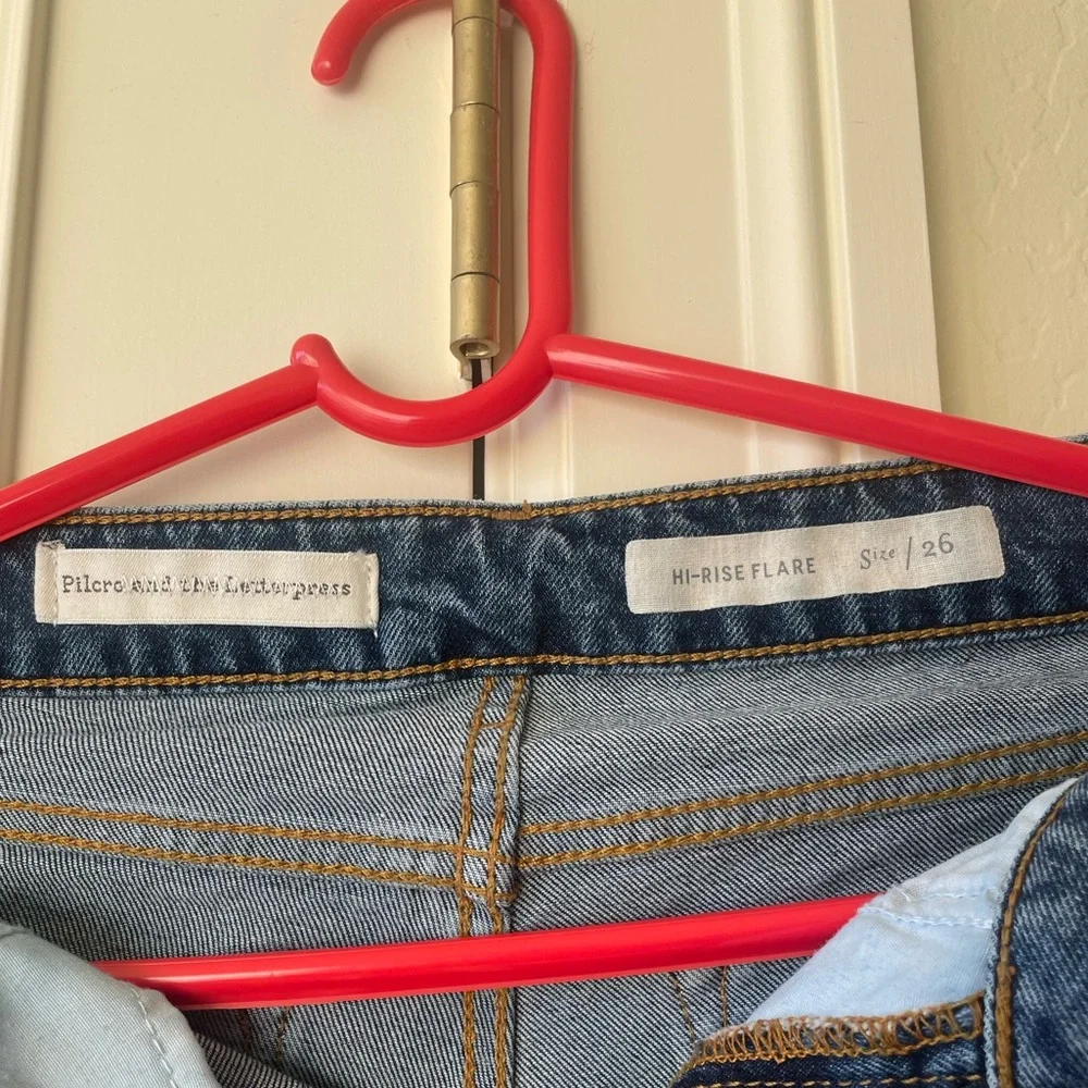 Anthropologie Pilcro and the Letterpress Hi-Rise Flare W/ Floral Embroidery S26 - Picture 5 of 7